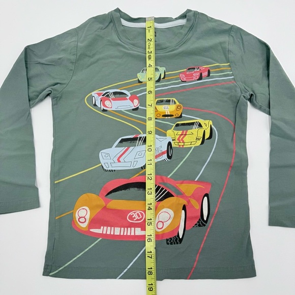 Tea Collection Boys Le Mans Race Graphic Tee Cars Long Sleeve Shirt 8 Green GUC - Picture 10 of 12